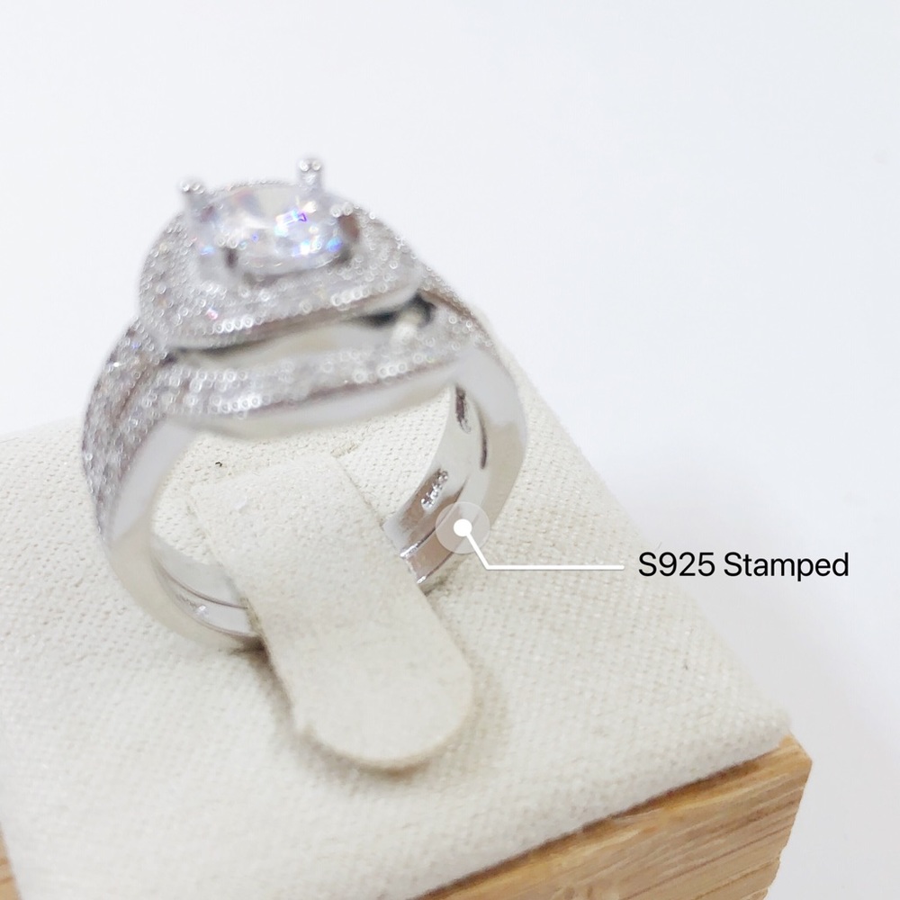S925 Sterling Sliver Wedding Ring Set - Picture 7 of 9